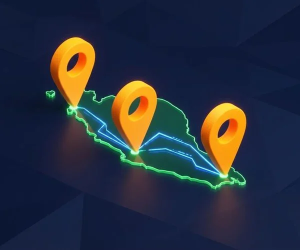 Map of Peninsular Malaysia highlighting Adam SEO office locations in Kuala Lumpur Penang and Johor Bahru with connection lines