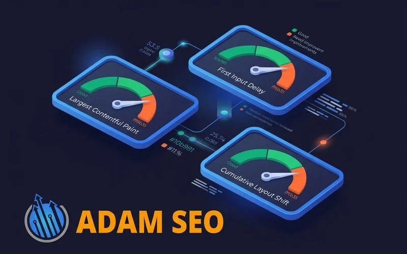 Core Web Vitals performance report displaying LCP FID and CLS metrics with improvement recommendations