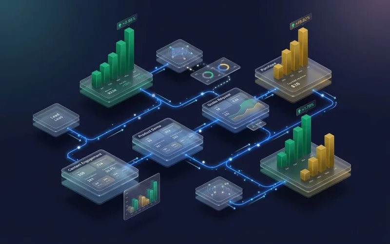 Multi-touchpoint attribution dashboard showing B2B pipeline tracking and revenue attribution across channels