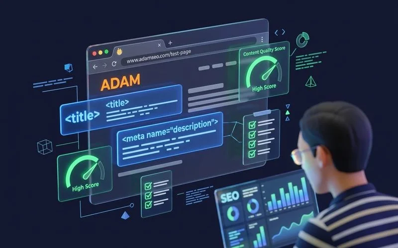 On-page SEO analysis report showing meta tag optimization scores and content quality assessments