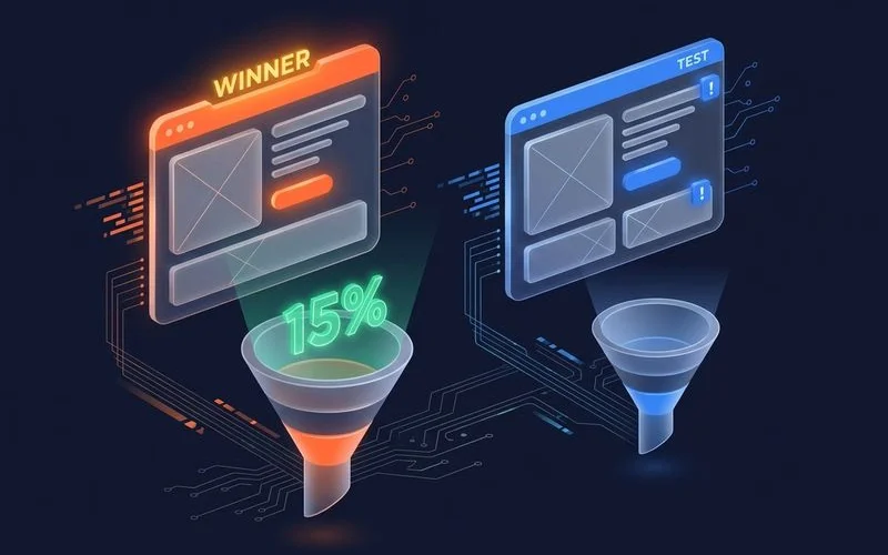 Product page conversion rate optimization showing AB testing results and revenue impact analysis