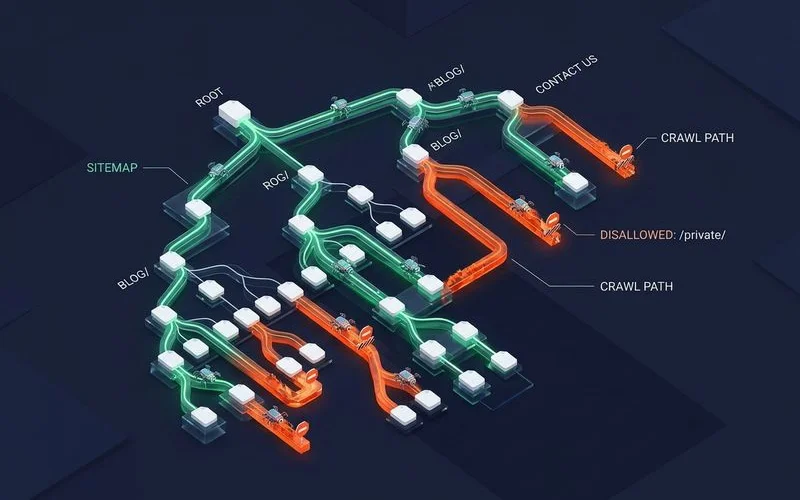 XML sitemap and robots.txt configuration interface for search engine crawling and indexation management