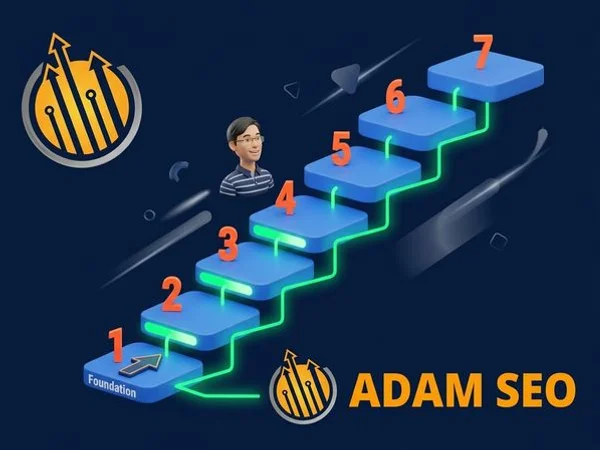 Course curriculum overview visual showing seven training modules arranged in a structured learning path with progress indicators and module duration labels