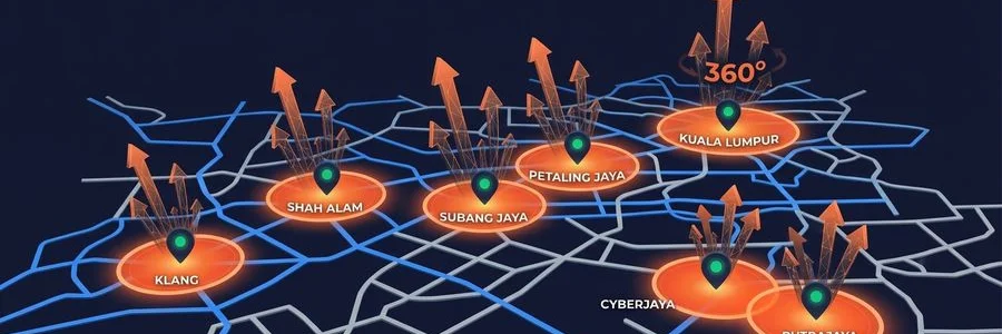 Map showing Adam SEO coverage areas across Kuala Lumpur including Bukit Bintang, KLCC, Bangsar, Mont Kiara, Sri Hartamas and surrounding districts