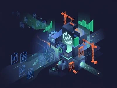 Illustration showing more case studies being prepared with document icons and growth chart graphics indicating upcoming client success stories